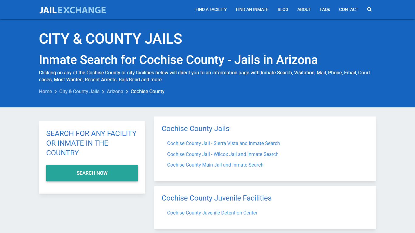Inmate Search for Cochise County | Jails in Arizona - Jail Exchange
